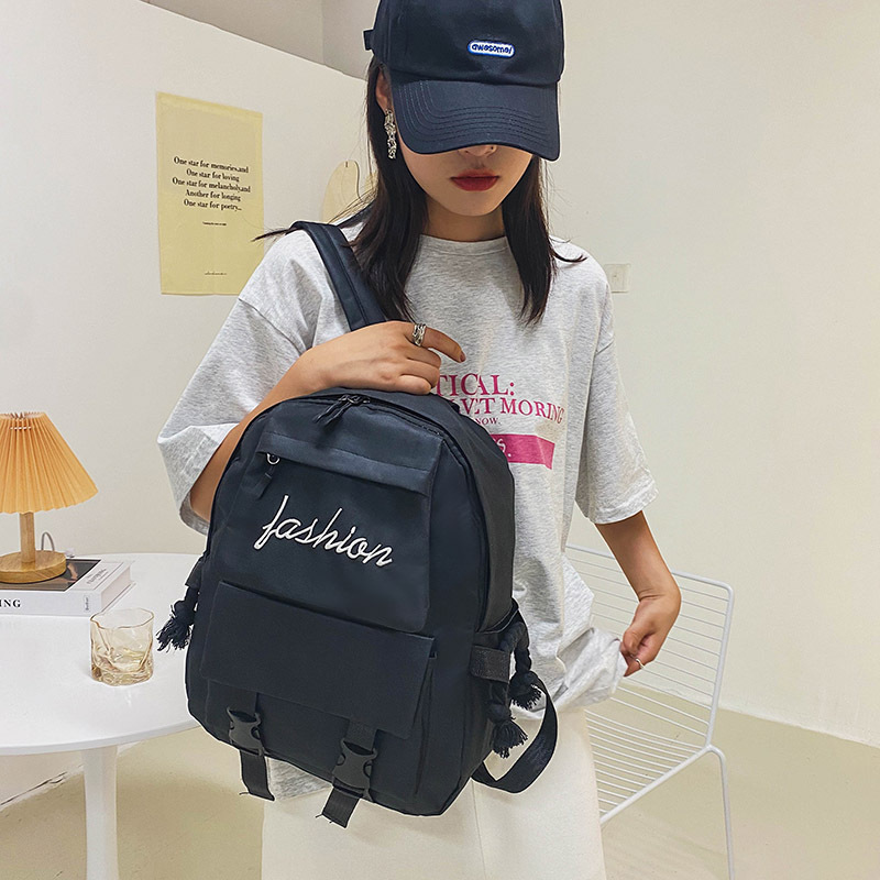 Fashion Black Backpack Tooling Style Street Fashionable Cool Schoolbag for Male and Female Students Large Capacity Outdoor Travel Bag