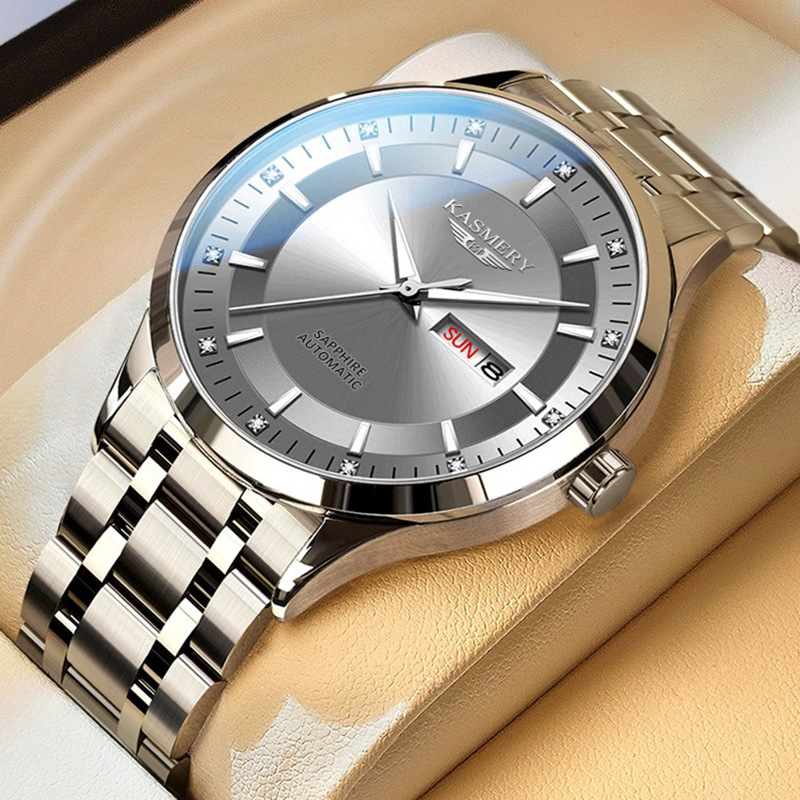 Men's Watch Men's Automatic Mechanical Watch Business genuine goods Steel Belt Luminous Waterproof Double Calendar Men's High-end