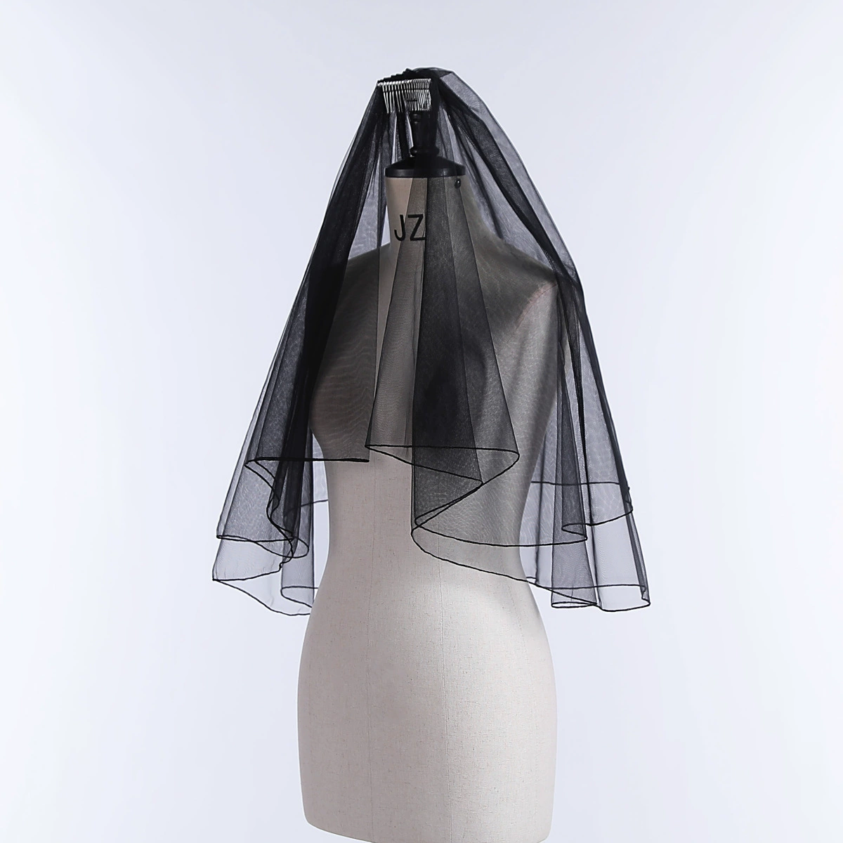Black retro shiffon short bride's veil, European style, halloween