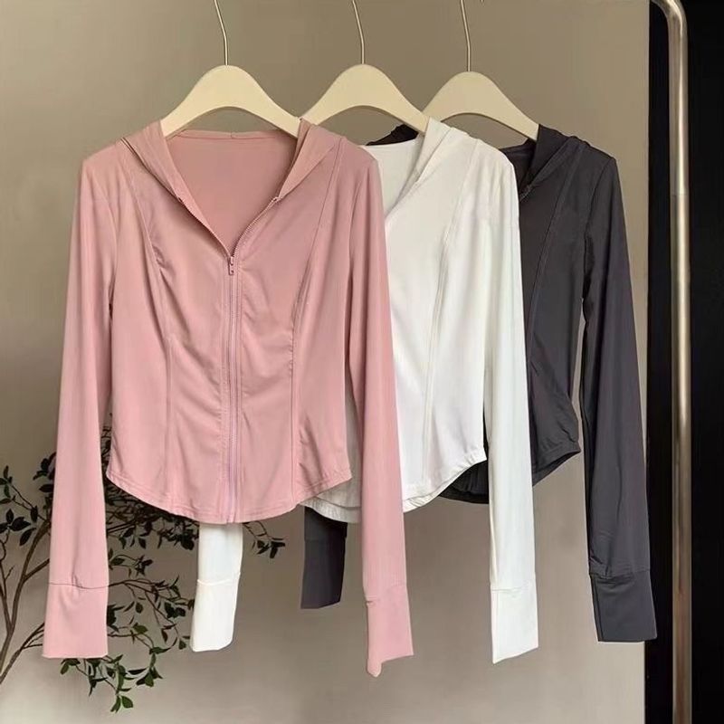 Women's Ice Silk Sun Protection Jacket, Summer Slim-Fit Yoga Top, 2026 New Model, Hooded Cardigan, Versatile Thin Coat