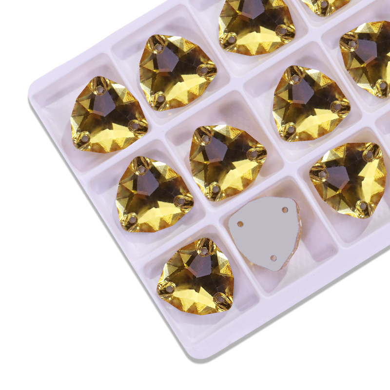 Triángulo gordo plano taladro de costura de mano triángulo gordo de vidrio de botón plano accesorios joyería DIY accesorios de ropa taladro