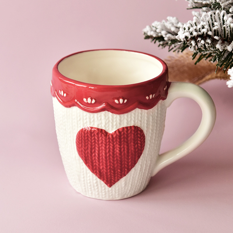 Nórdico Iins amor rojo taza Oficina creativa simple de cerámica pintada a mano