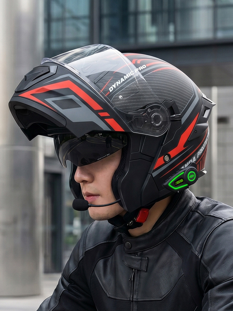 Hot-Selling New National Standard Bluetooth Electric Motorcycle Helmet for Men and Women, Full-Face Motorcycle Helmet, All-Season Safety Helmet, Flip-Up Helmet