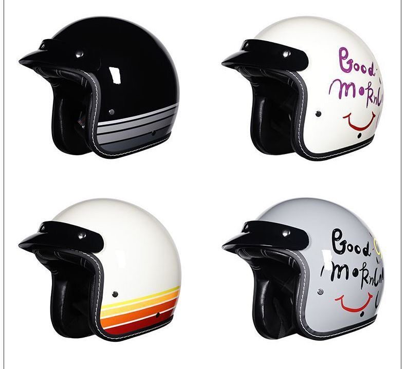 Motorcycle Safety Helmet for Men and Women, 3C Certified 3/4 Helmet, Retro Half Helmet, Motorbike Helmet, Suitable for All Seasons, Can Be Equipped with Bluetooth Headphones