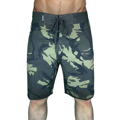 沙灘褲速幹迷彩印花四面彈力無松緊居家休閑短褲硬漢軍綠 H五分褲