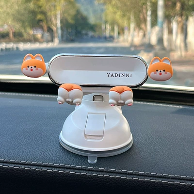 Car phone holder, instrument panel suction type 2025 - shiba-inu-white-mirror-bracket-instrument-panel-air-outlet-dual-use
