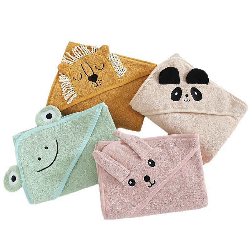 Manta Toalla con Capucha para Bebé Clase A de Algodón Puro Absorbente