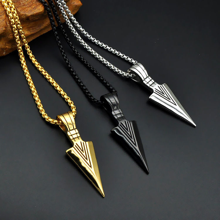 Pendant Necklace Classification Titanium Steel Chain Material 1 Piece Quantity Daily Occasion Hip-Hop Arrow Titanium Steel Men's Pendant Necklace