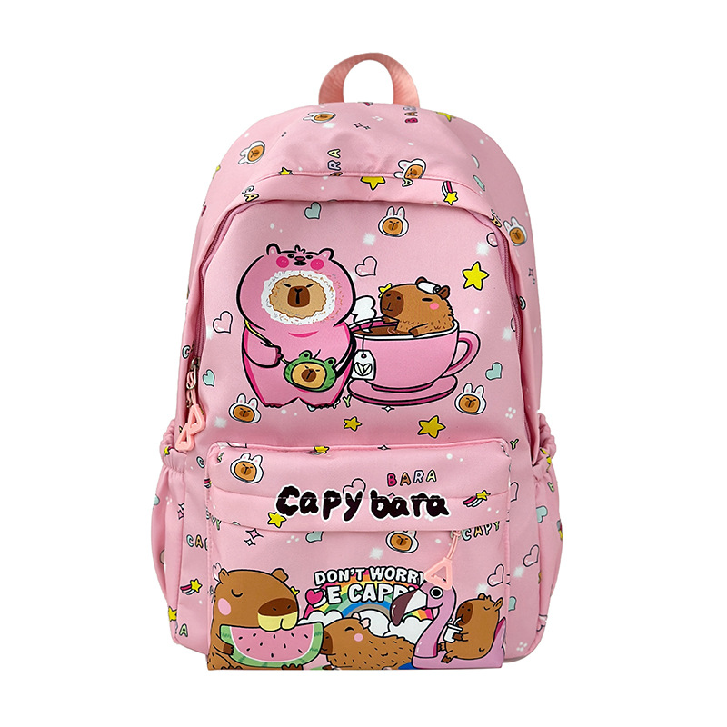 Mochila de dibujos animados lindo para estudiantes de secundaria y secundaria Mochila de mujer con estampado de Kapibala linda y divertida Mochila de gran capacidad de estilo occidental