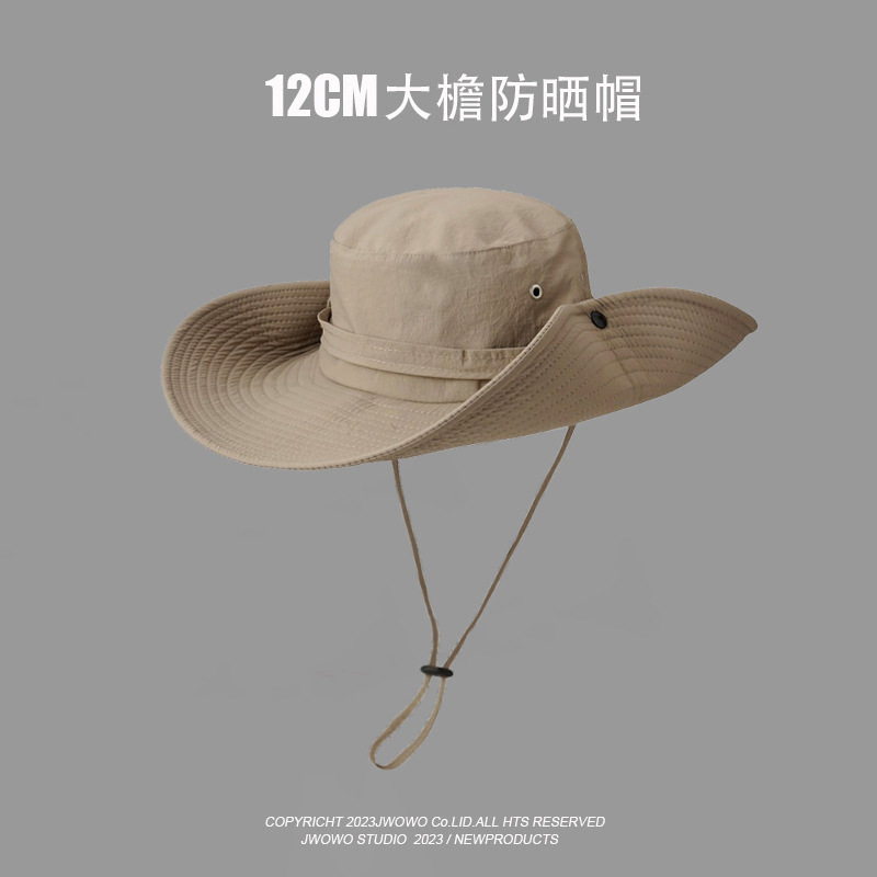 Big Eave Outdoor Hiking Climbing Fisherman Hat Women's Summer Thin Western Cowboy Hat Sunscreen and Sunshade Fishing Hat for Men