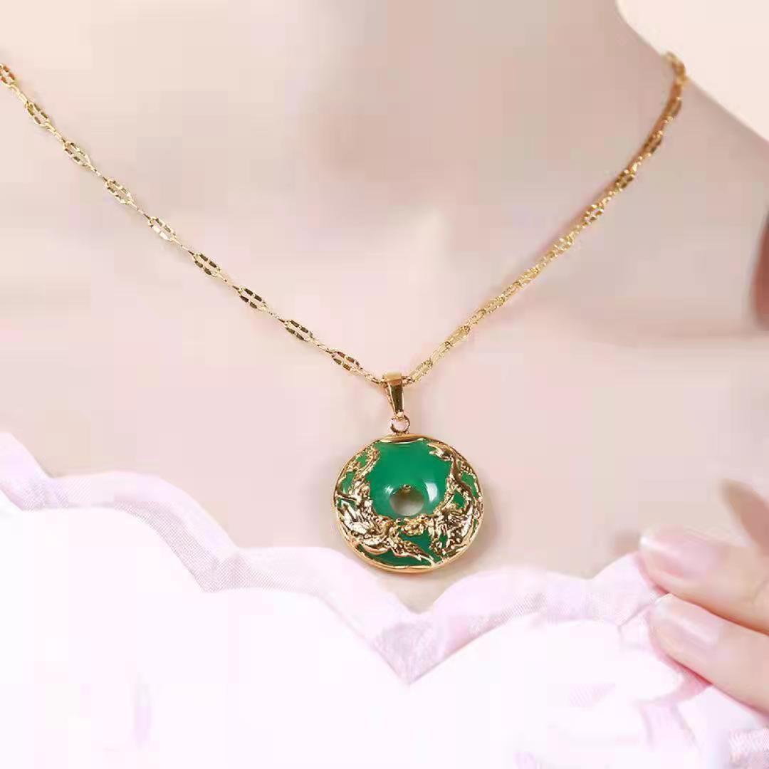 Vietnamese Dragon And Phoenix White Chalcedony Pendant Necklace_voghion.com
