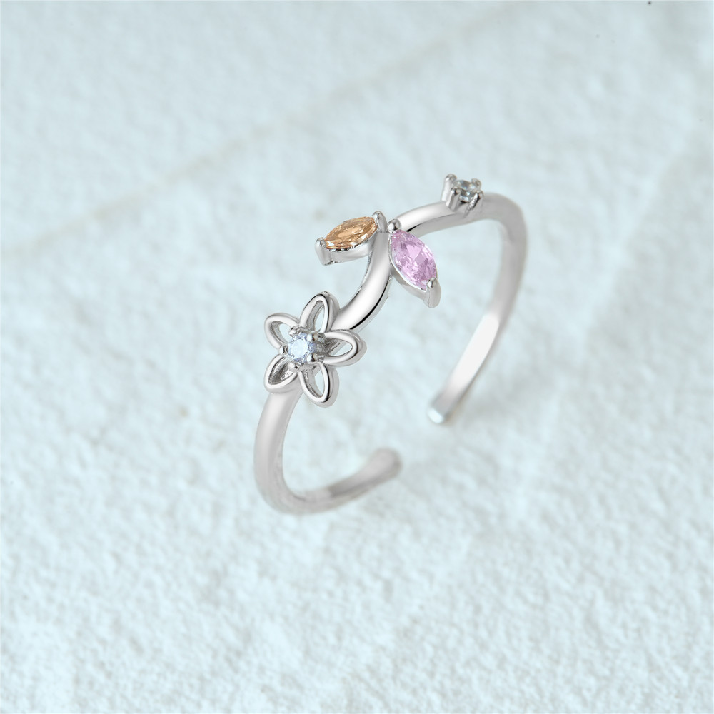 4g Weight Zircon Inlay Material Open Rings Classification Adjustable Ring Size 1 Piece Quantity Daily Occasion 925 Sterling Silver Material Heart Shape, Flower, Bow Knot Pattern Women's Gender Plating, Flowers Design Sweet, Shiny Style 925 Sterling Silver Zircon Heart Shape Flower Bow Knot Open Rings 20