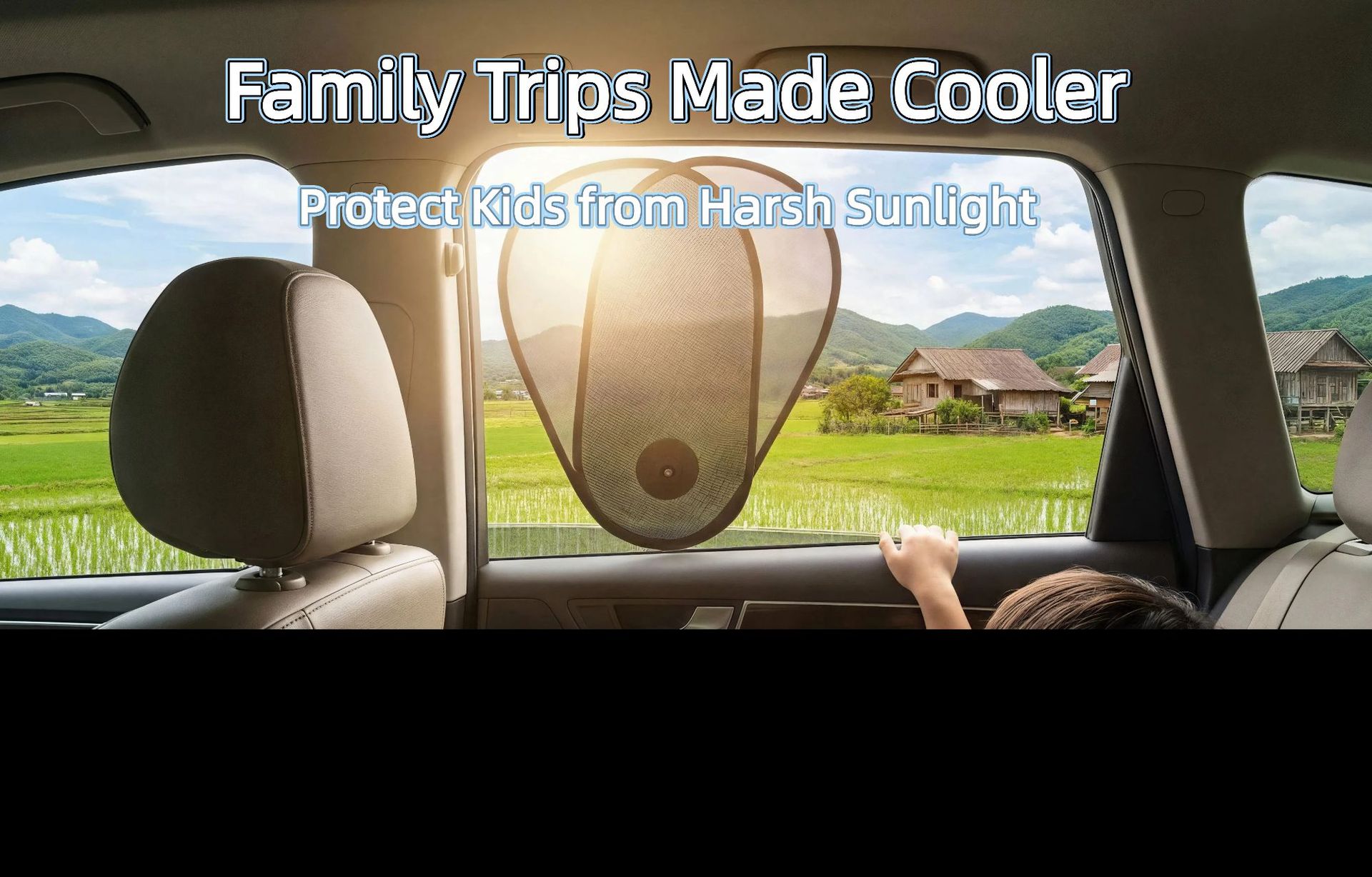 Adjustable suction cup sunshade for cars, sun protection, heat insulation, light blocking, UV protection, side window car sunshade