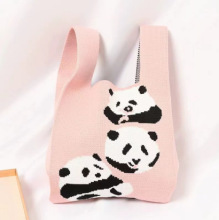 新款女士托特包编织包水桶包针织手提包包飞织编织包单肩包爱心包