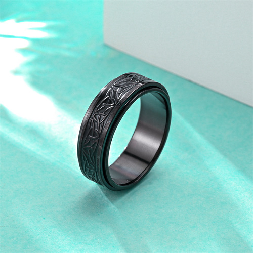 Retro Celtic knot titanium steel rotating ring ring for men and women decompression titanium steel ring hand jewelry wholesale couple jewelry