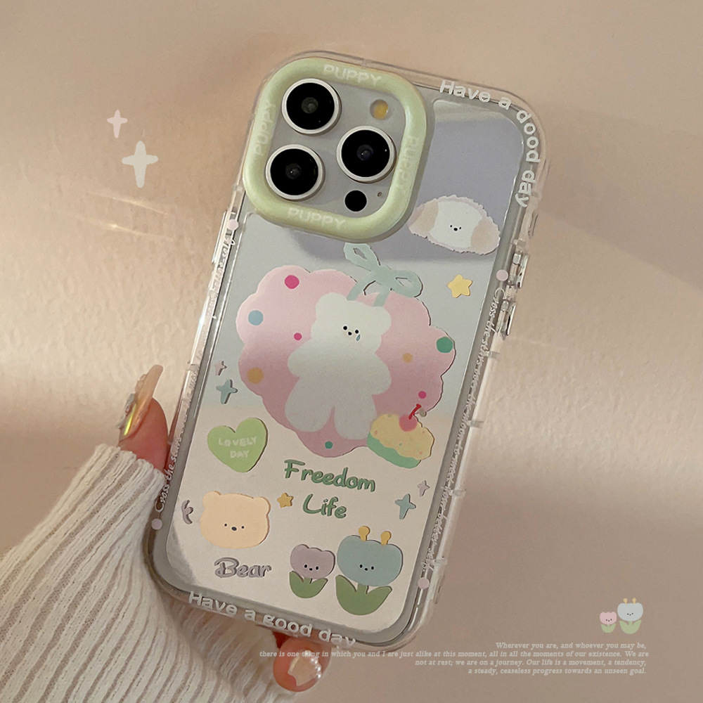 Cute in flor cub cub para 16 Apple 15 Pro Max caso de teléfono iPhone 13 espejo 11 fresco 12