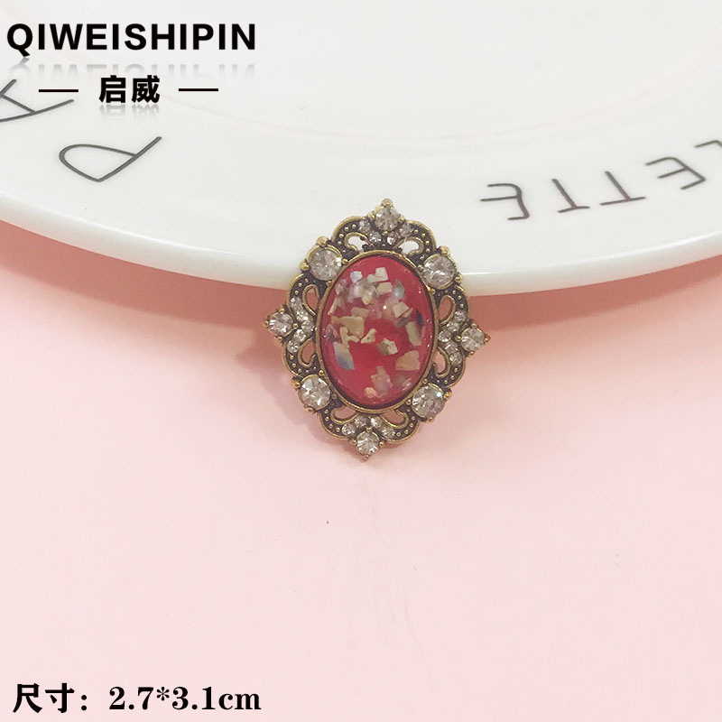 启威长方形花盘珍珠钻五角diy材料 水钻扣鞋包包花配饰  合金配件|undefined