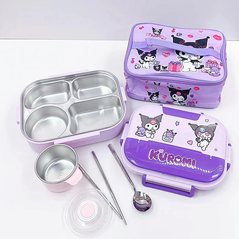 Kuromi Sanli 子供 小学生 316 ランチボックス かわいい インズ ランチボックス 食堂 旅行 ランチボックス 4コンパートメントランチボックス|undefined