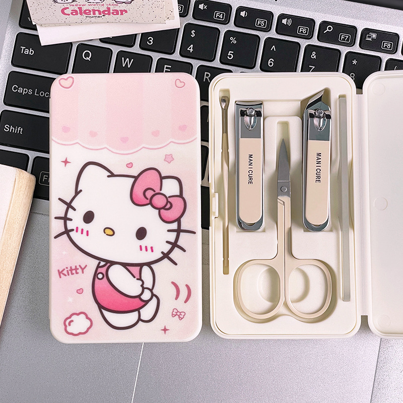 可爱Kitty猫指甲刀套装学生卡通便携指甲剪指甲钳美甲工具全套盒|undefined