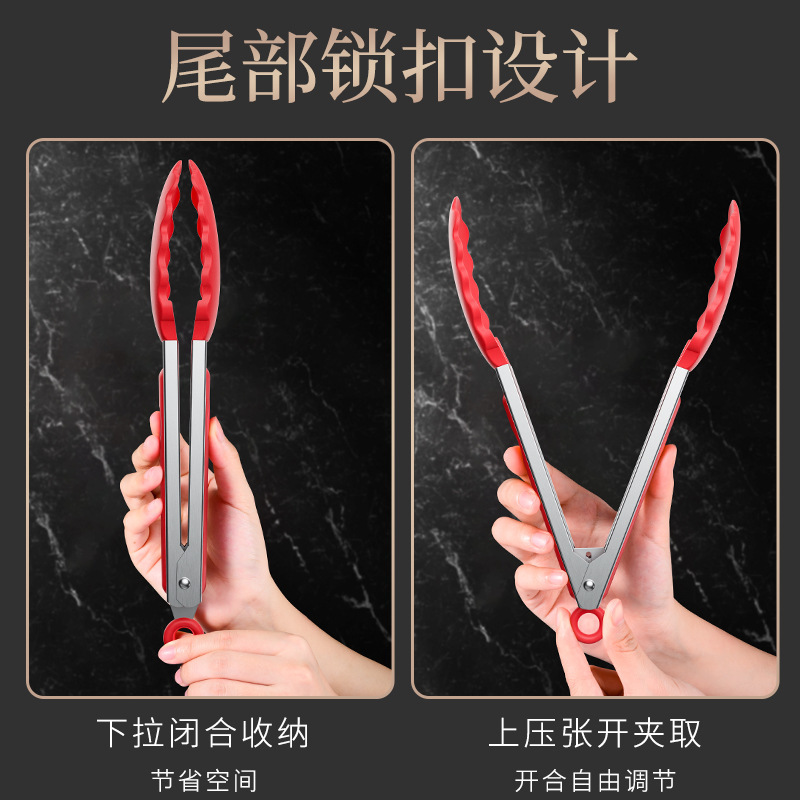 Clipe de barbacoa silicona resistente al quemado resistente a altas temperaturas clip de filete frito clip de pan asado clip de colza frita clip de tijeras