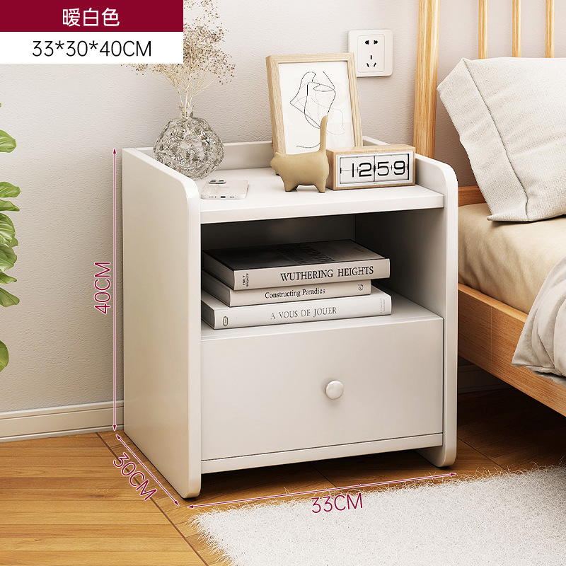Mesa de cabecera simple y moderna dormitorio simple pequeño armario de almacenamiento de la cama blanca estante red mini armario