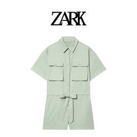 ZARK 欧美新款衬衫款式配腰带连体裤 跨境外贸女装批发 94790675