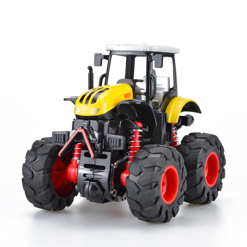 Vehículo de ingeniería de inercia de aleación transfronteriza Tractor Simulación Coche de granjero Modelo de bicicleta Regalo para niños Coche de juguete