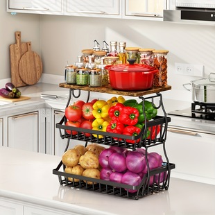 3 Tier Metal Farmhouse Fruit Basket Bowl 3 Tier Metal Cross-Border