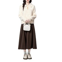 马海毛加厚毛衣女2025秋冬新款Polo翻领宽松水貂绒内搭针织衫上衣