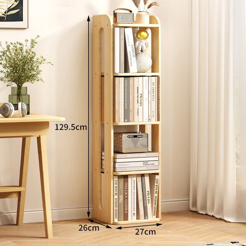 Estantería de madera maciza estantería de piso sala de estar gabinete estrecho libre combinación gabinete de almacenamiento para niños estudiante lectura estantería en casa