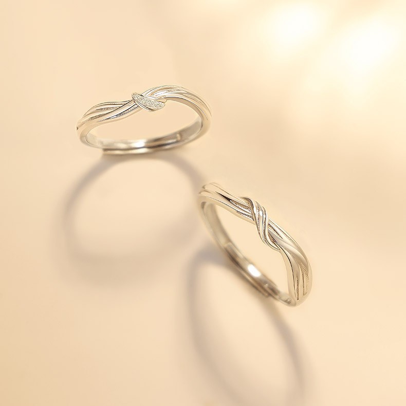 (2개) 오래 지속되는 커플 반지 실버 여성 남성 쌍 틈새 디자인 쌍 반지 S  라이트 럭셔리 하이 엔드 선물