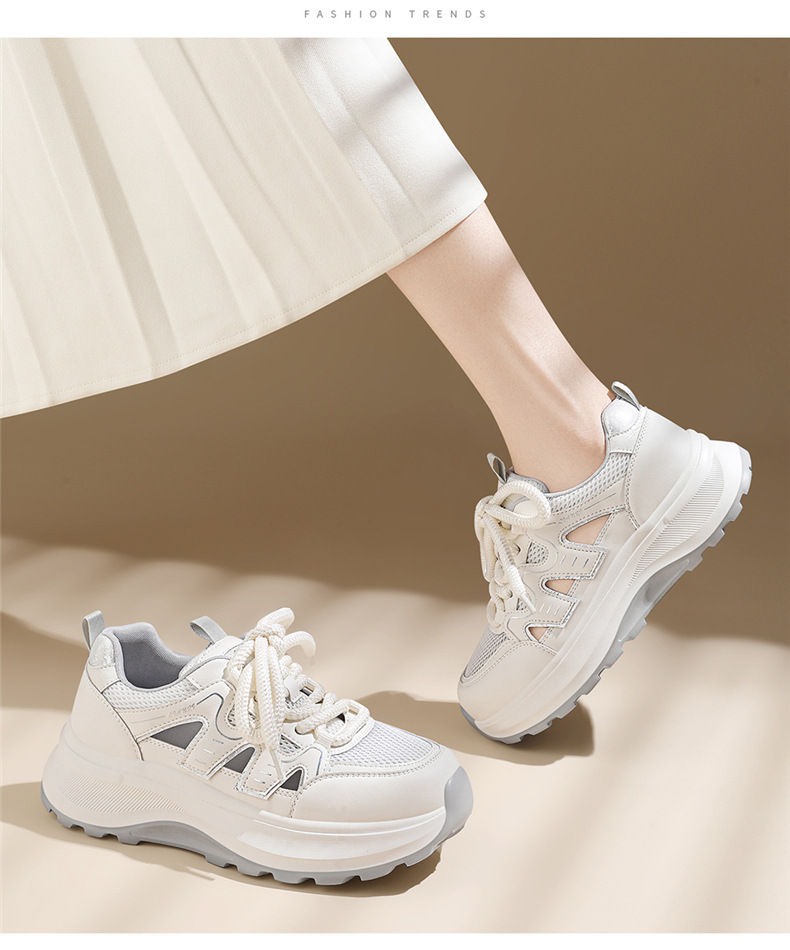 Giày sneaker nữ đế dày da thật thoáng khí kiểu dáng xu hướng mùa hè 2026, dép quai hậu khoét lỗ — 7218 mét xám, Màu mơ 7218 chi tiết 7
