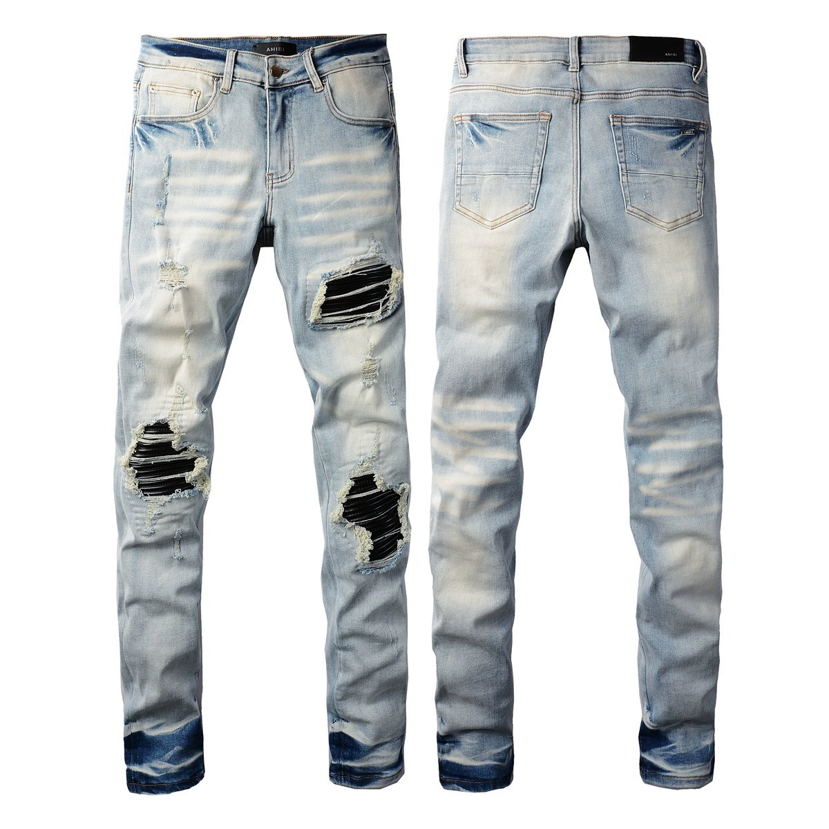 Джинсы (AMIRI) мужские slim с рваной отделкой, фасон зауженный