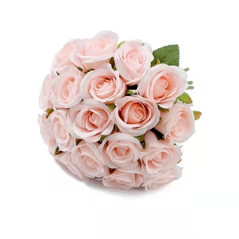 Venta al por mayor transfronteriza de ramos de novia de 18 rosas, flores de seda de alta gama para bodas, flores artificiales eternas. image 10