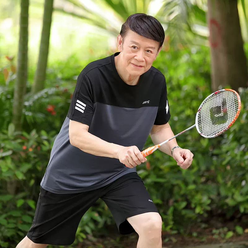 Летние шорты с короткими рукавами для папы, летняя одежда, летние спортивные костюмы для среднего и пожилого возраста, мужские футболки, одежда для дедушки, одежда из чистого хлопка