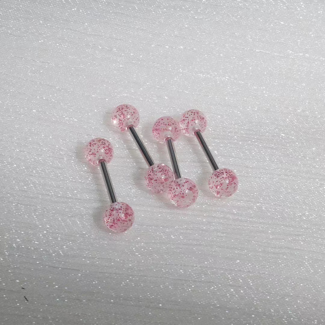 Titanium Steel Acrylic Tongue Barbell Shiny Red Tongue Ring Cool Piercing Comfortable Wholesale Direct Sales detail image 8