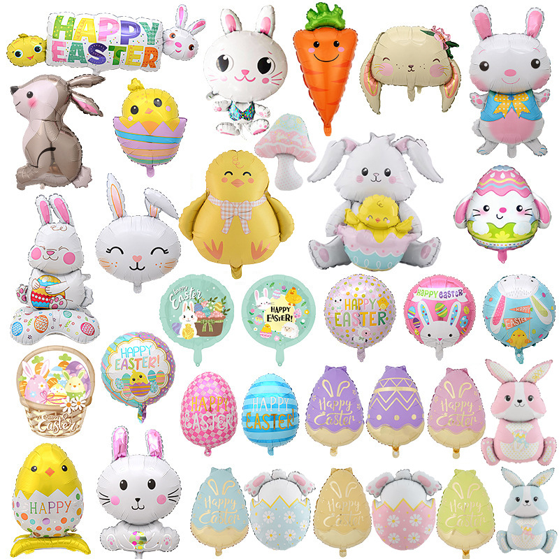 Easter aluminum balloon cartoon rabbit shape balloon egg festival party atmosphere decoration props
