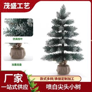厂家直供亚马逊喷白尖头桌面小树橱窗装饰圣诞节圣诞树节日装饰