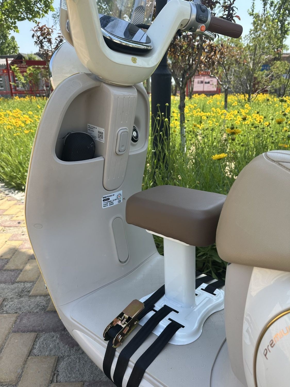 Electric Vehicle Child Seat, Baby Seat, Electric Scooter Child Seat with Armrests, Front-Mounted Child Seat Y90