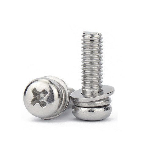 304 stainless steel cross pan head combination screws M1.6-M8 round head three combination screws GB9074.4