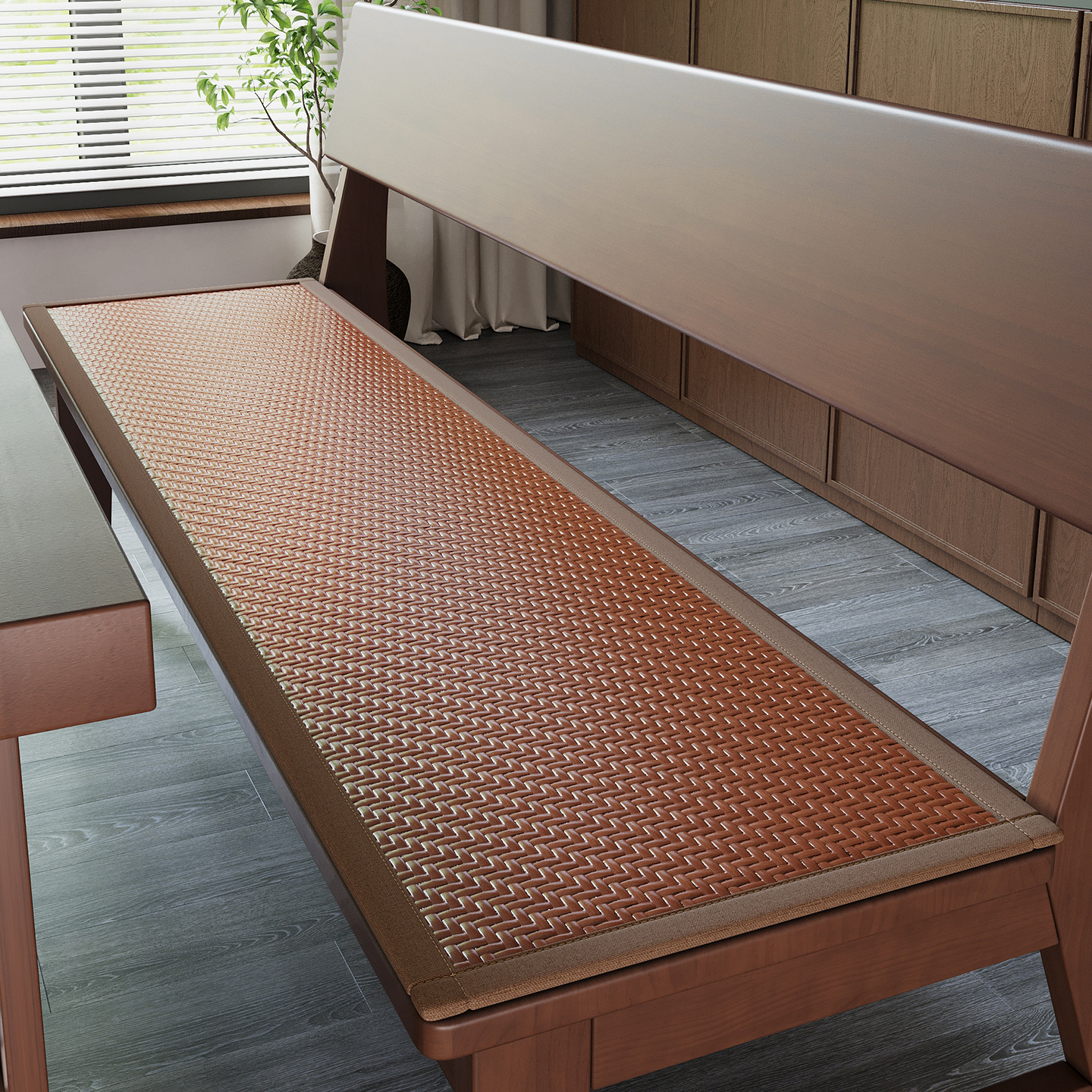 Verano caña cojín de madera sólida largo cojín de cama de cama de cama de cama de banco largo banco de cambio de zapatos sofá tarjeta cojín de asiento