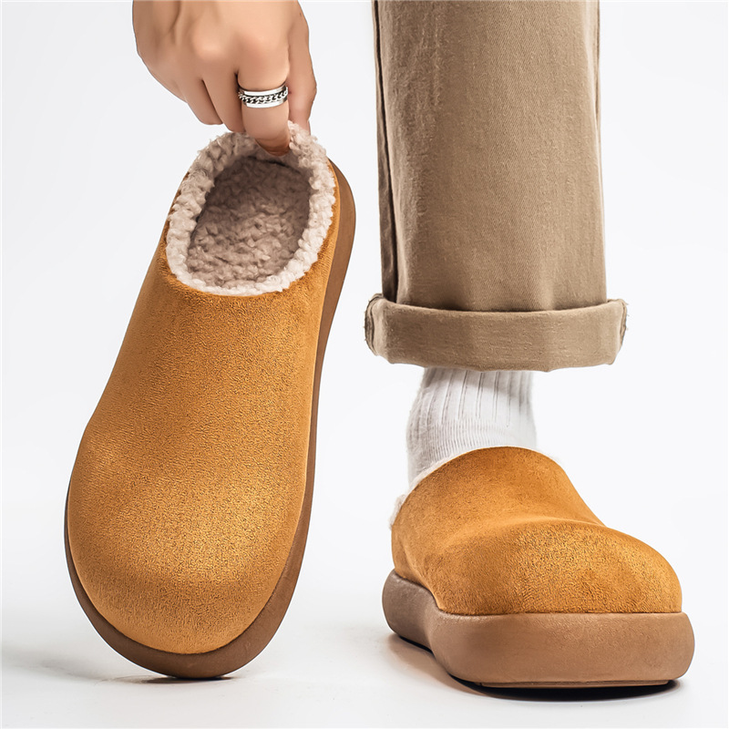 Winter New Thick-Soled Large-Toe Potato Snow Boots for Men, Closed-Toe Half-Slippers for Outdoor Wear, Warm Thick-Soled Slippers