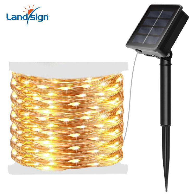 Solar light string colored lights Christmas decoration lights outdoor waterproof light string LED copper wire light string courtyard ambiance lights
