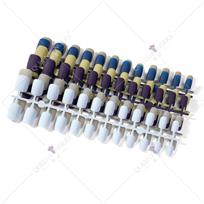 Manicura producto terminado 24 piezas extraíble DIY color sólido uñas parche esmerilado tira cuadrada gota en forma de pieza de uña