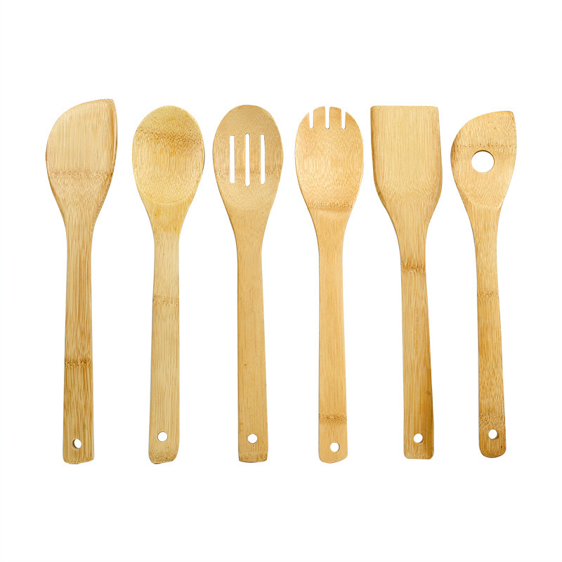 Ali mangosteen shovel spoon set bamboo shovel non-stick pan paint-free 6-piece set spatula logo spoon spatula cross-border Amazon