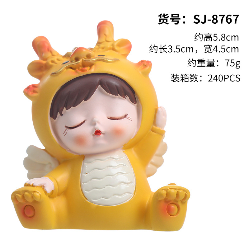 2024 año nuevo dragón bebé lindo decoración dragón año ciego caja año nuevo festivo resina coche decoración lindo dragón año regalo