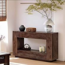 侘寂风榆木实木餐边柜复古做旧可视大空间置物柜客厅边柜民宿装饰