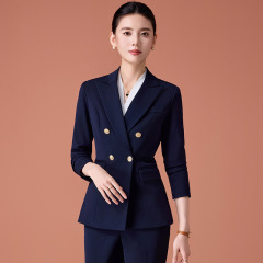 藏青色西装套装女正装大学生公考面试工作服职业装西服春秋季正式