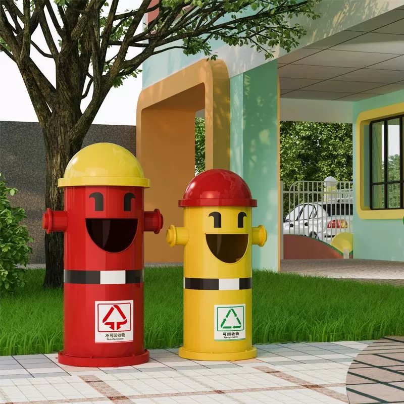 户外消防栓幼儿园卡通垃圾桶商用创意学校游乐场公园分类果皮箱