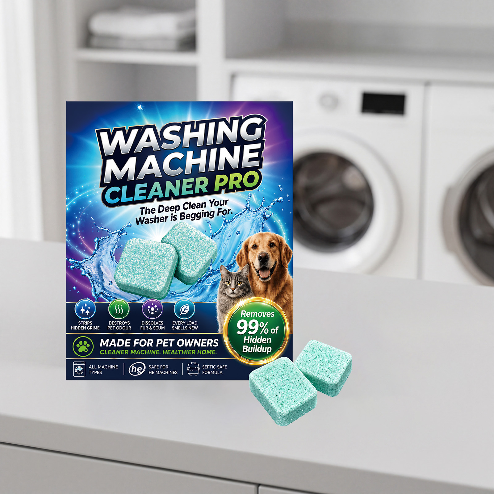 Washing Machine Cleaning Tablets for Daily Household Use, Cleaning Tablets for the Inner Drum, Rubber Seal Rings, and Pipe Dirt Cleaning
